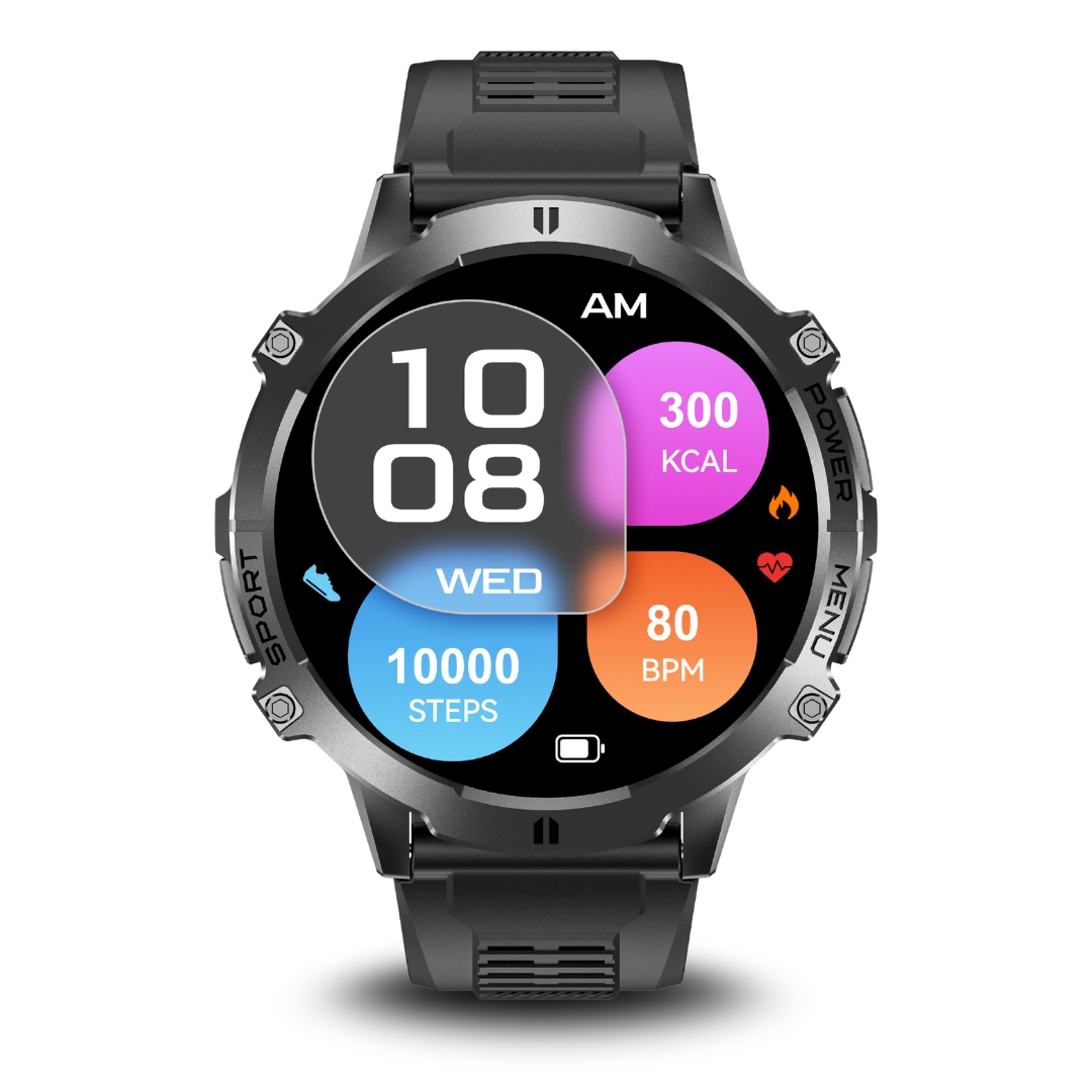 Smartwatch with a colorful display on a white background