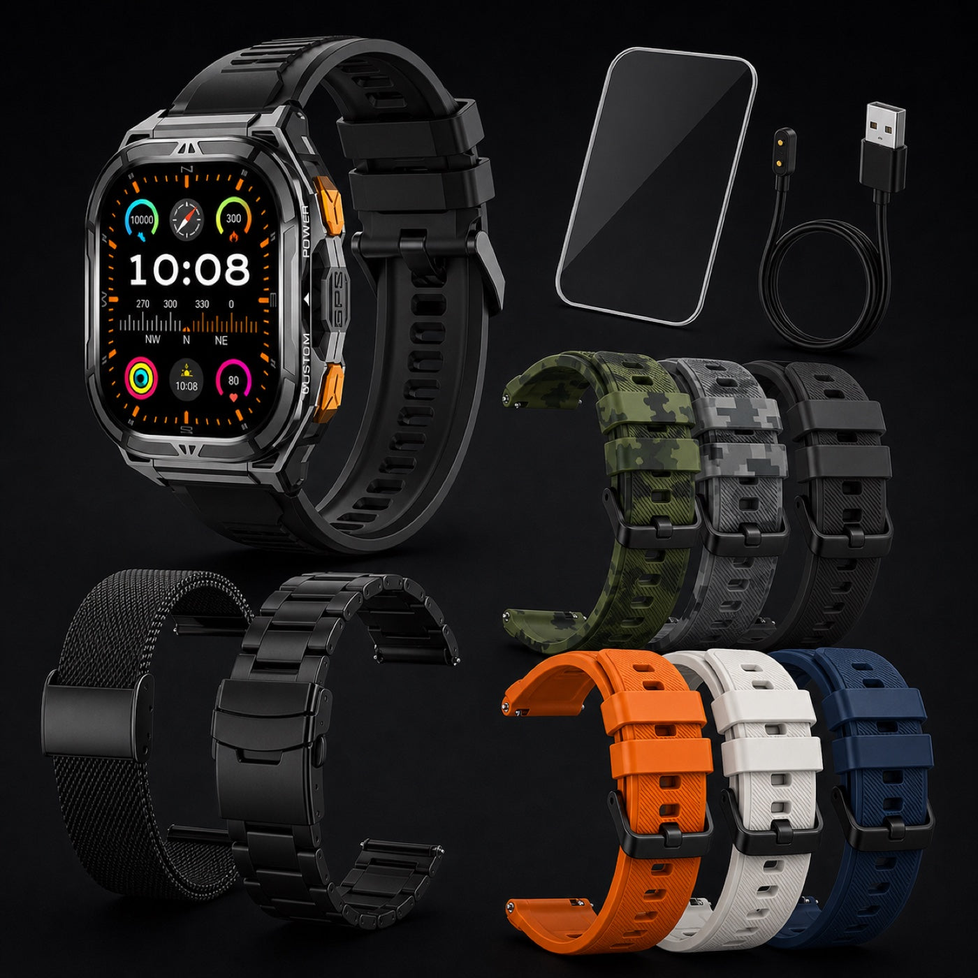 AlpineX Complete Pack with watch, straps, screen protector and charging cable